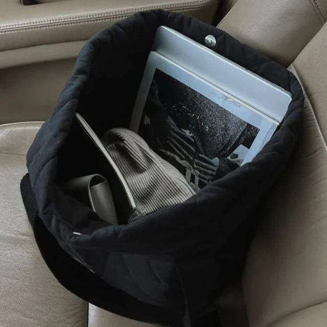 Quilted Everyday Tote Bag – Black - Image 3