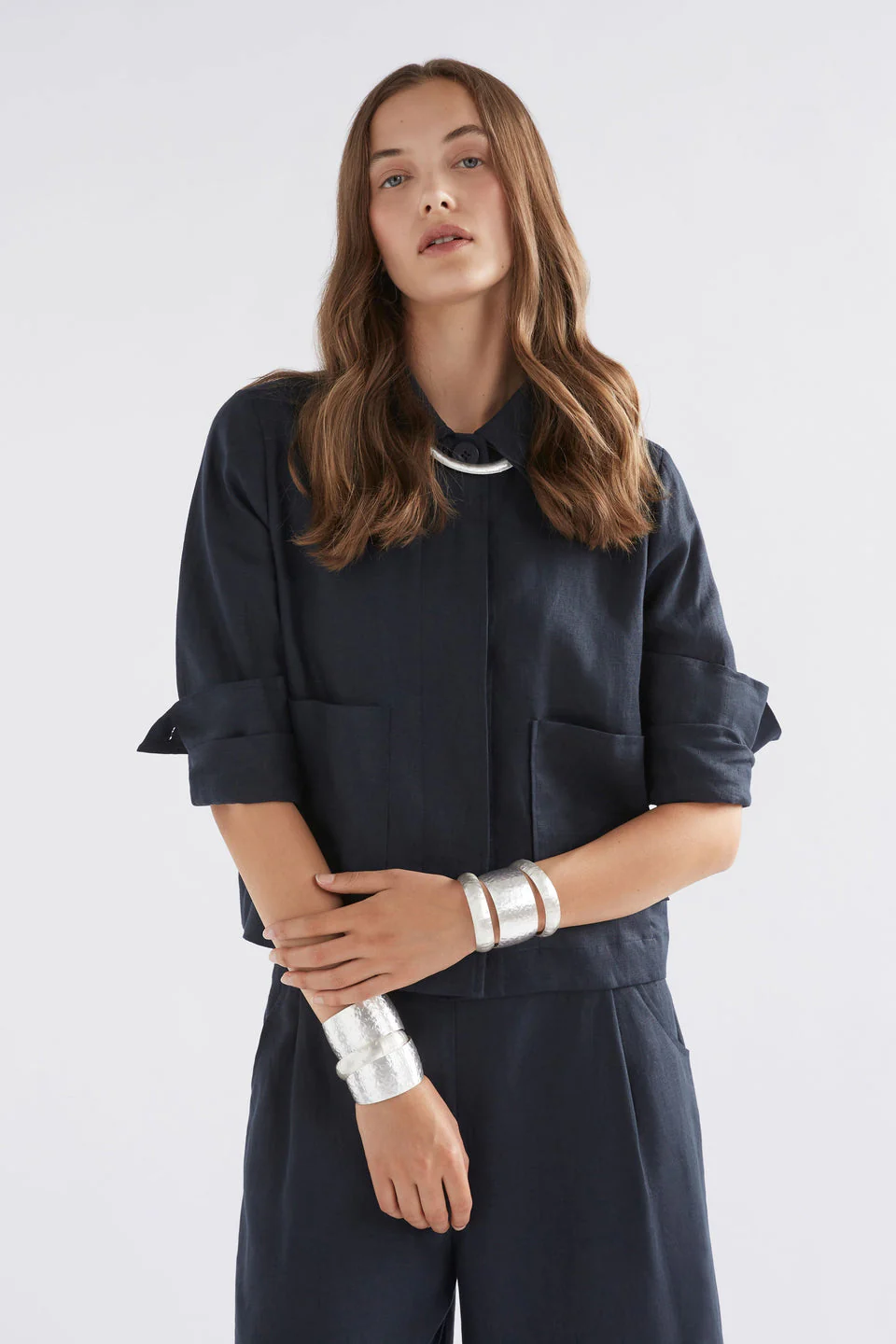 Gild Thin Cuff Bangle – Silver - Image 3