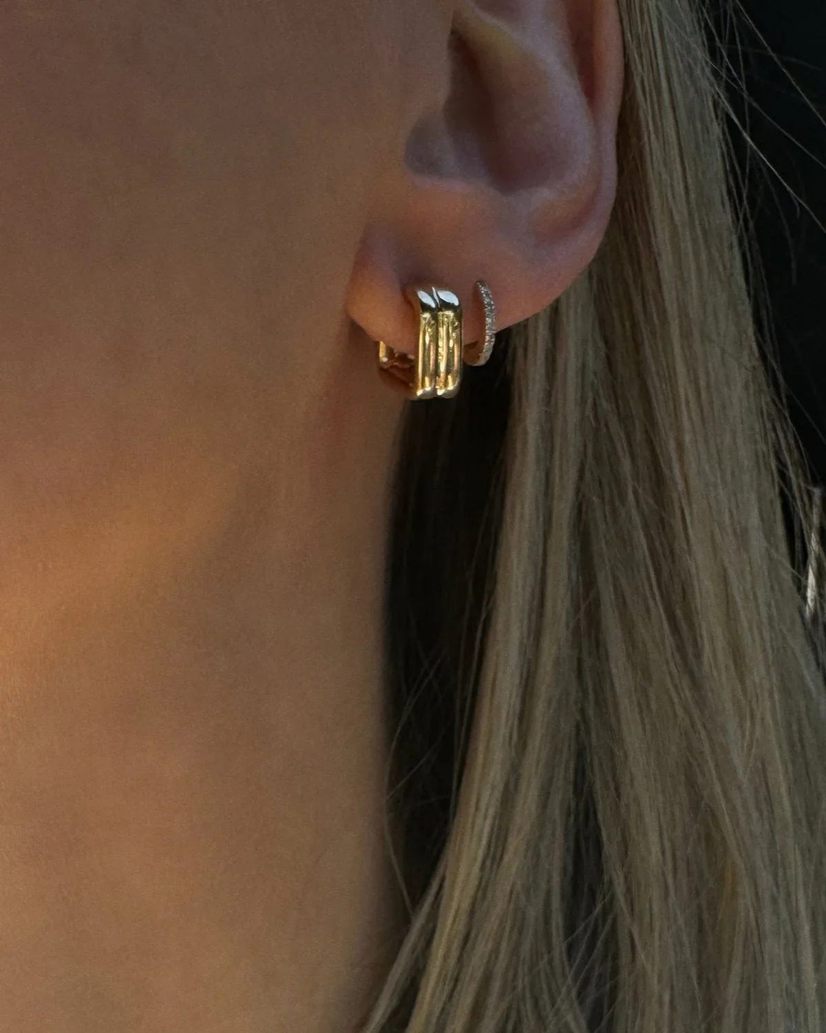 Ribbed Hoops – Gold - Image 3