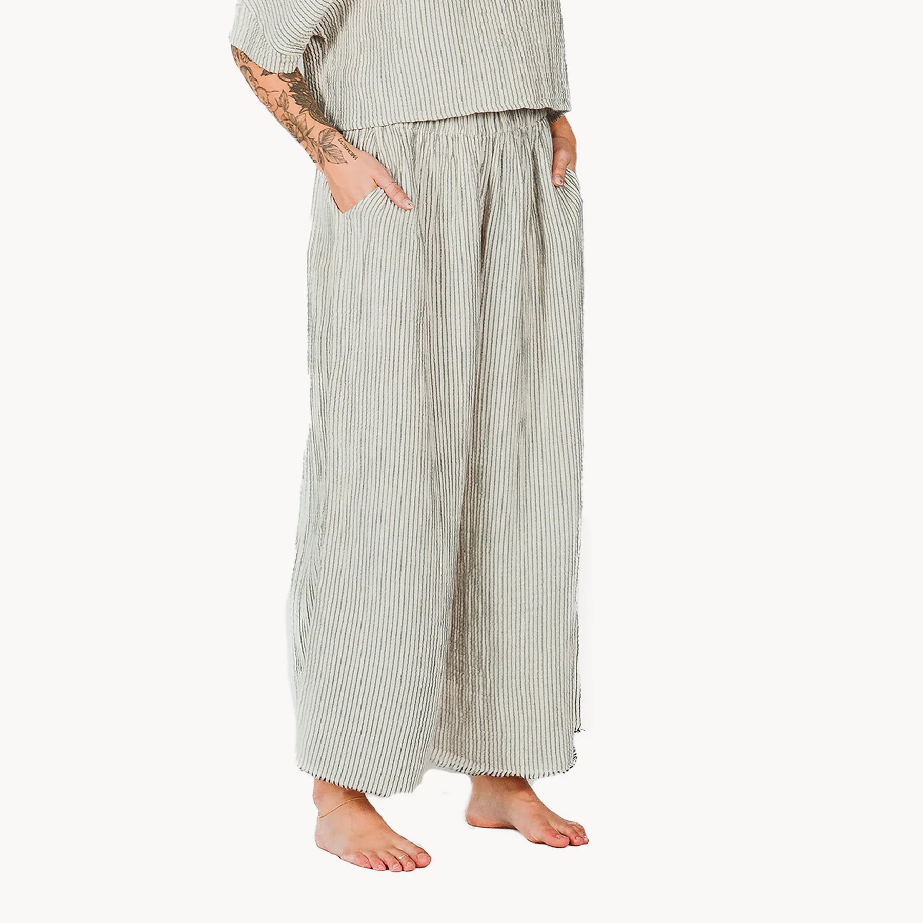 Crinkle Cotton Palazzo Pants - Image 3